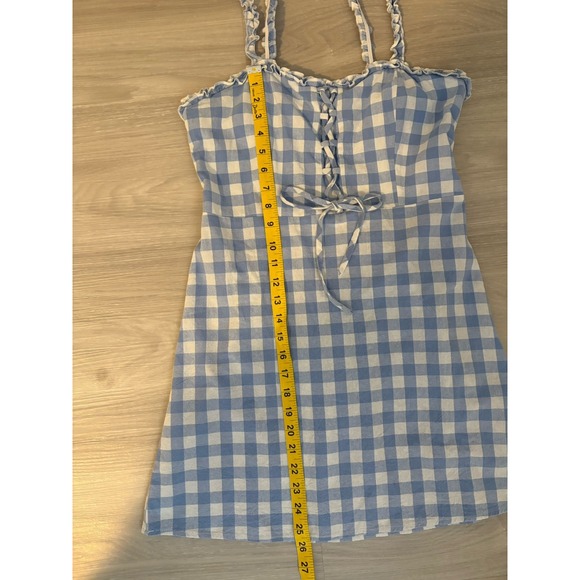 Hesperus Dress Girl Gingham Pattern Ruffle Top Sleeveless Mini Dress Size L - Picture 10 of 16